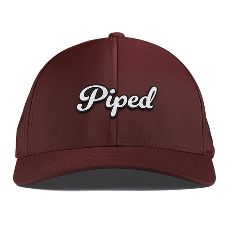Piped Script Curved Performance Maroon