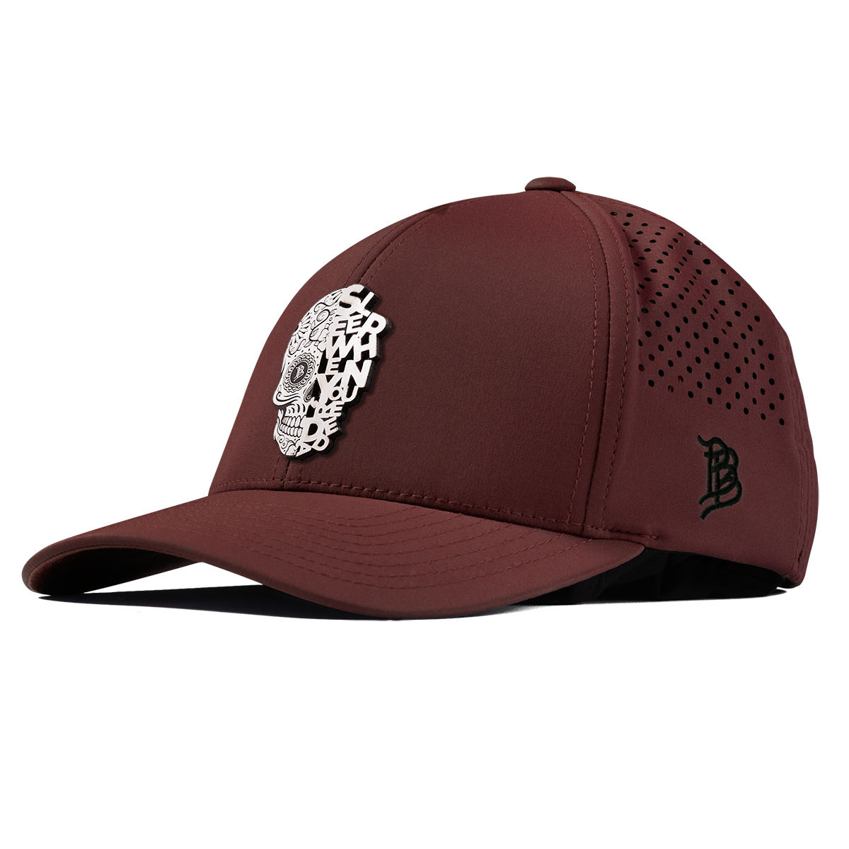 Sleep When You're Dead Skull Curved Performance Maroon