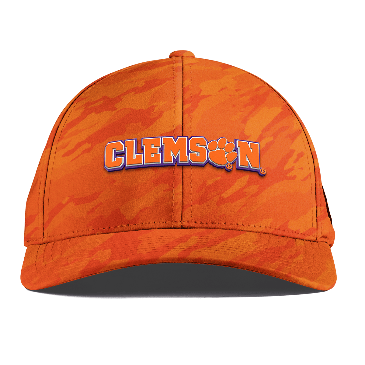 Clemson University "Clemson Block" Curved Performance Blaze Orange Camo