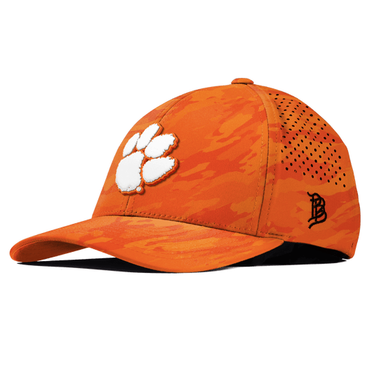 Clemson University "Clemson Tigers Paw" Curved Performance Blaze Orange Camo