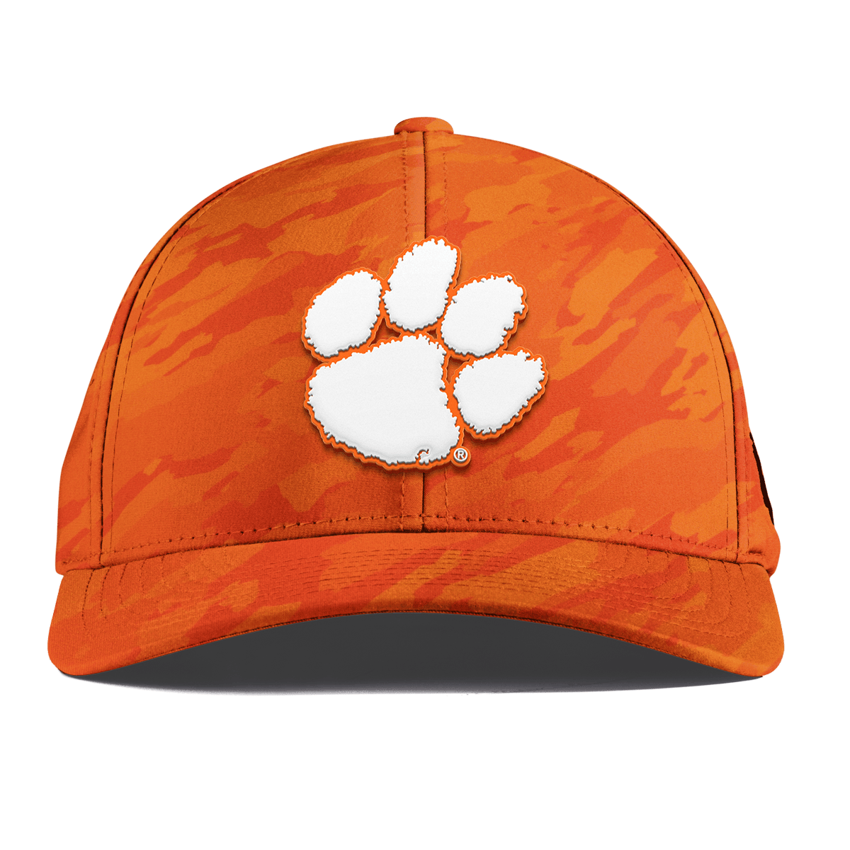Clemson University "Clemson Tigers Paw" Curved Performance Blaze Orange Camo