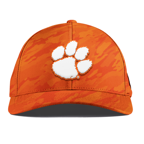 Clemson University "Clemson Tigers Paw" Curved Performance Blaze Orange Camo