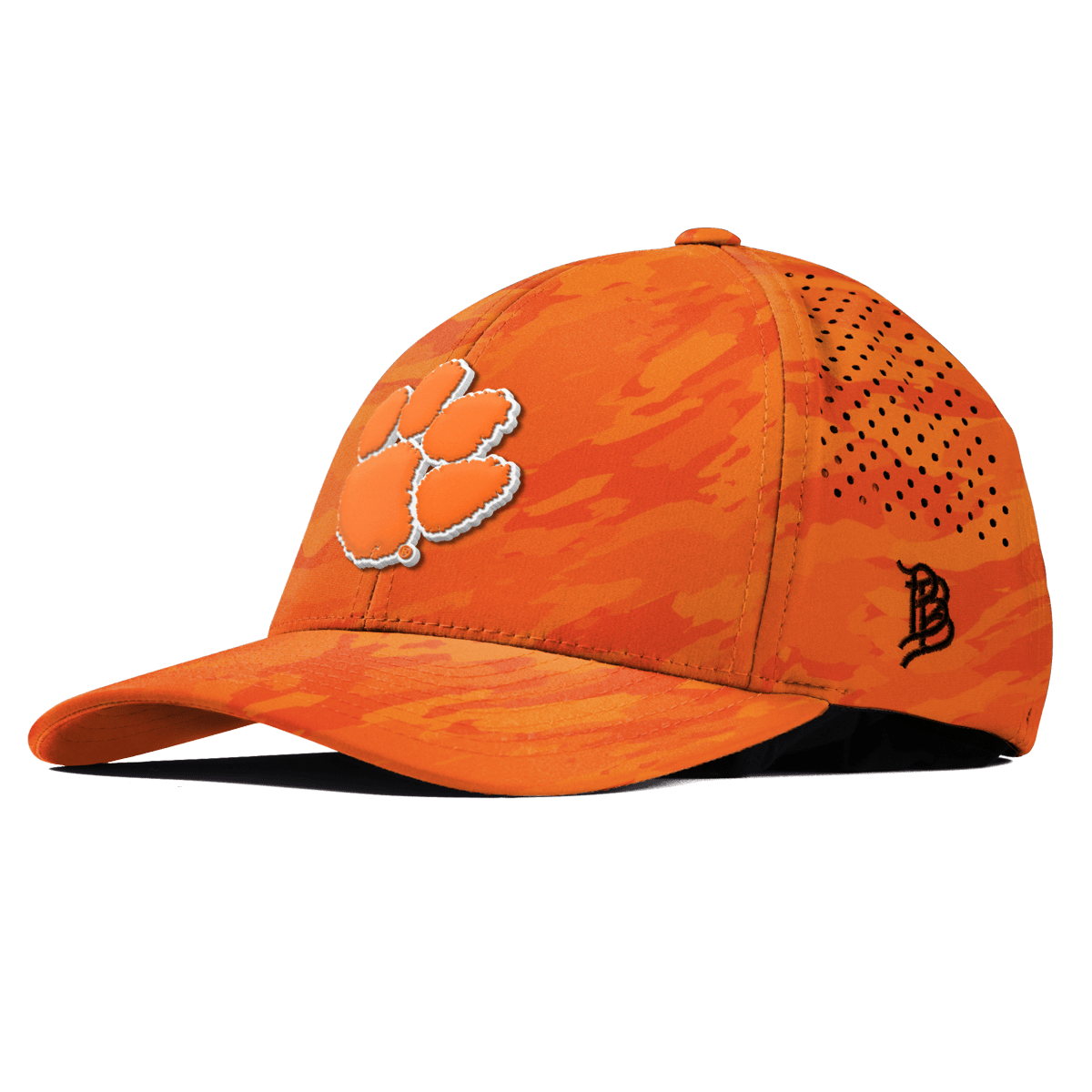 Clemson University "Clemson Tiger Paw" Curved Performance Blaze Orange Camo