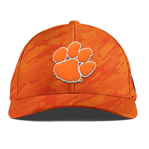 Clemson University "Clemson Tiger Paw" Curved Performance Blaze Orange Camo