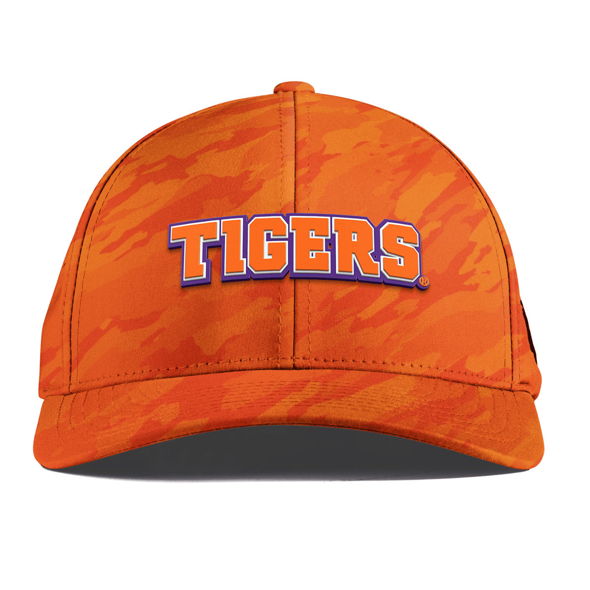 Clemson University "Clemson Tigers Block" Curved Performance Blaze Orange Camo