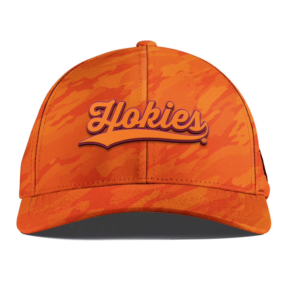 Virginia Tech University "Hokies Script" Curved Performance Blaze Orange Camo