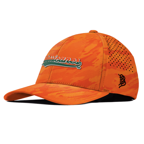 University of Miami "Hurricanes Script" Curved Performance Blaze Orange Camo