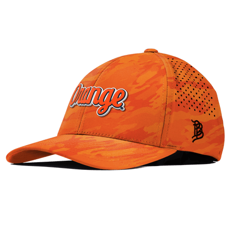 Syracuse University "Orange Throwback Script" Curved Performance Blaze Orange Camo