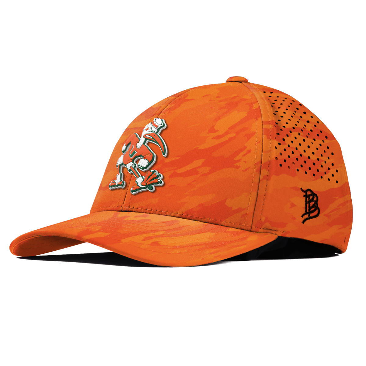 University of Miami "Sebastian the Ibis" Curved Performance Blaze Orange Camo