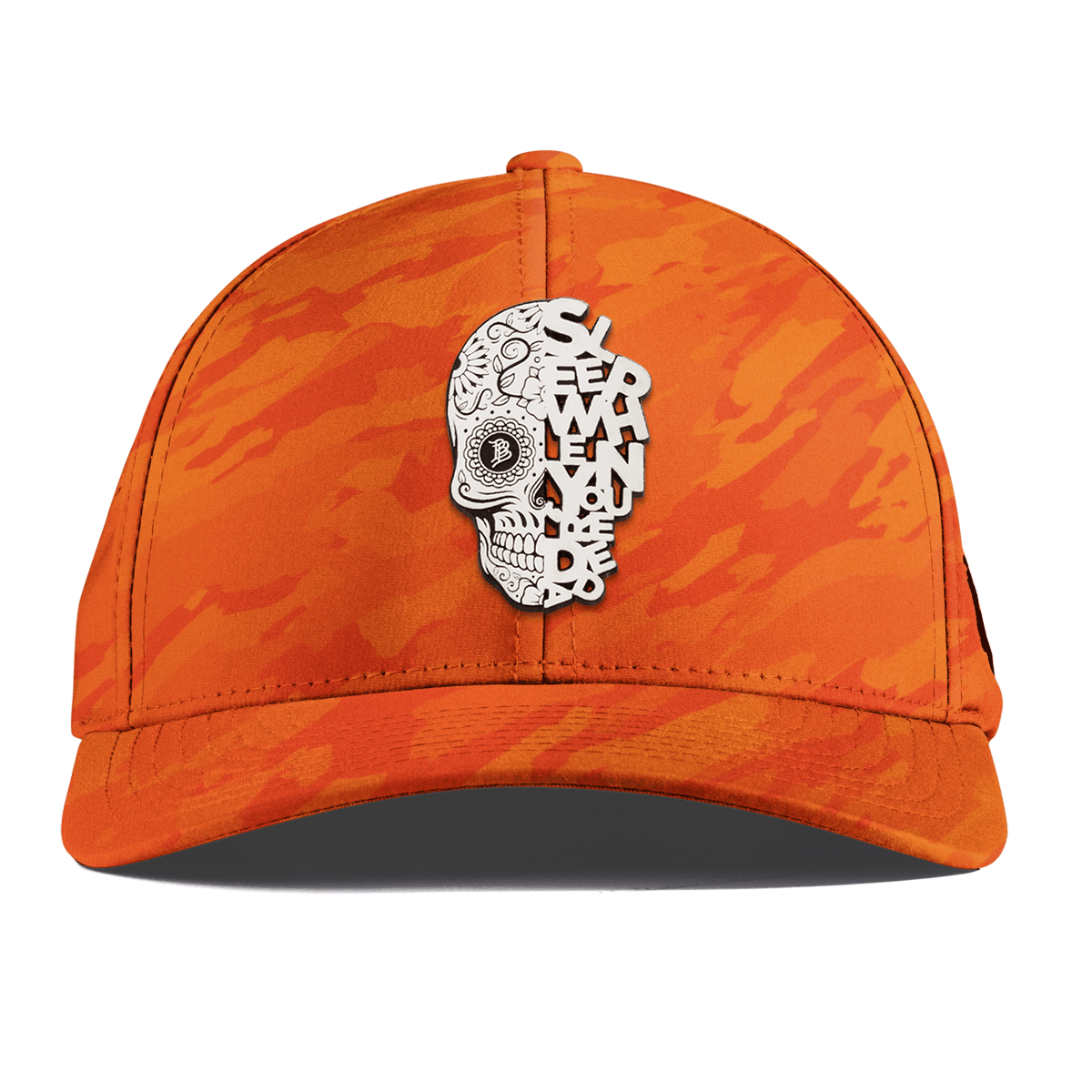 Sleep When You're Dead Skull Curved Performance Blaze Orange Camo