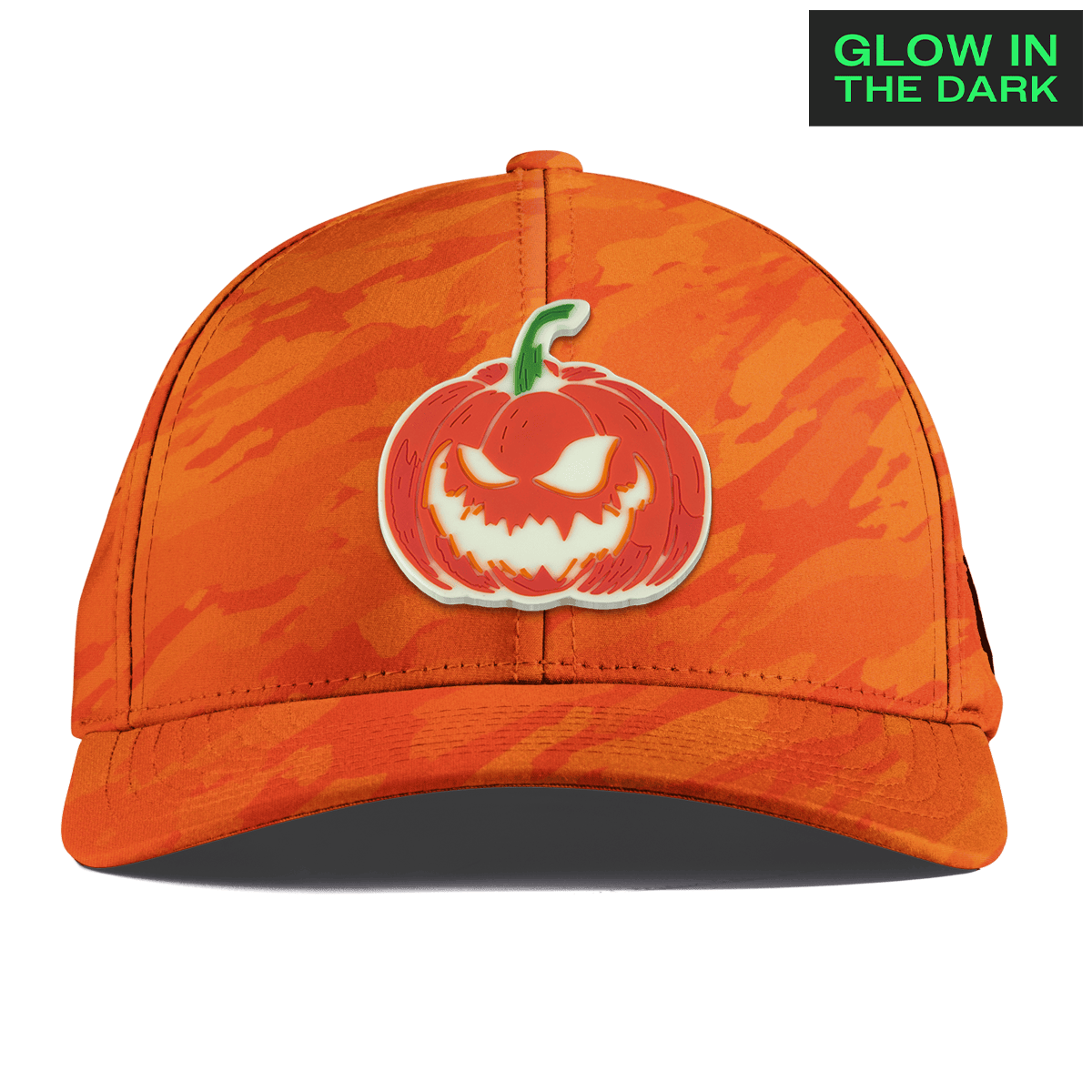 Jack-O-Lantern Glow Curved Performance Blaze Orange Camo