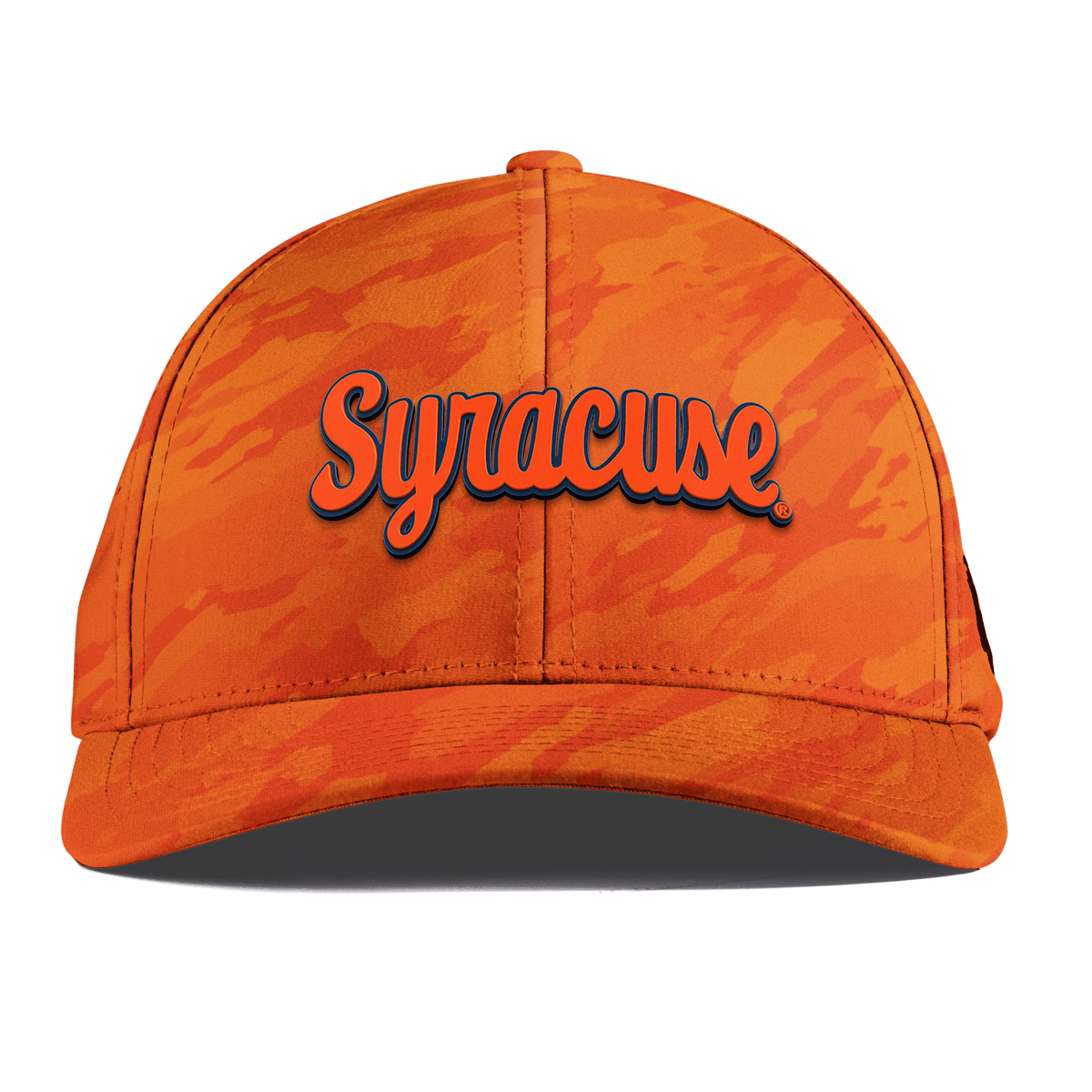 Syracuse University "Syracuse Throwback Script" Curved Performance Blaze Orange Camo
