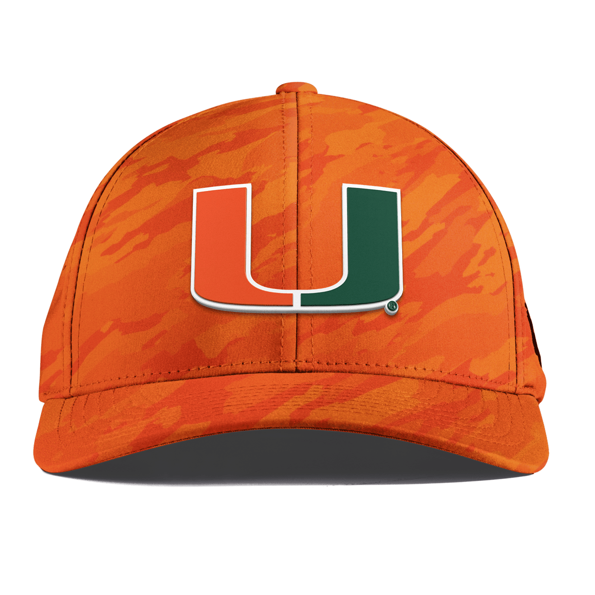 University of Miami "Miami Team Logo" Curved Performance Blaze Orange Camo