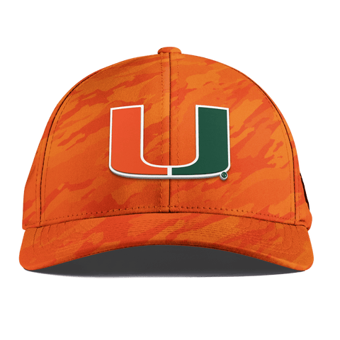 University of Miami "Miami Team Logo" Curved Performance Blaze Orange Camo