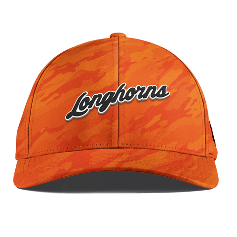 University of Texas "Vintage Texas Longhorn Script" Curved Performance Blaze Orange Camo