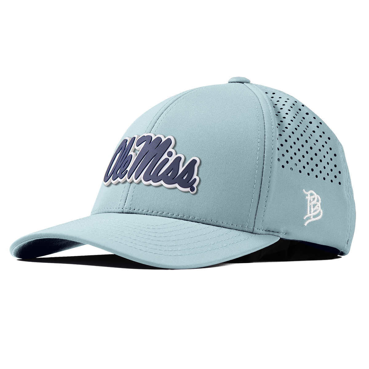 University of Mississippi "Ole Miss Navy Script" Curved Performance Sky Blue