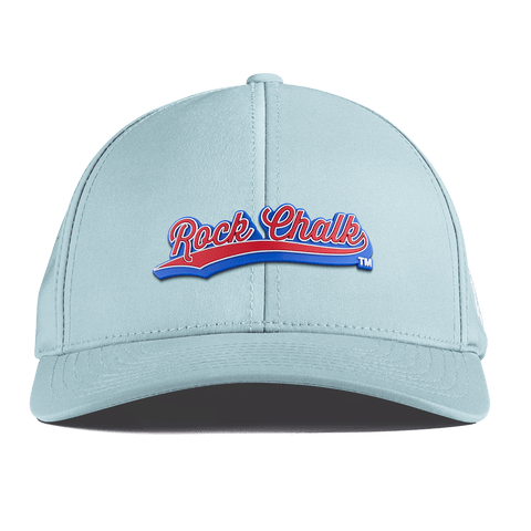 University of Kansas KU "Rock Chalk Red and Blue Script" Curved Performance Sky Blue