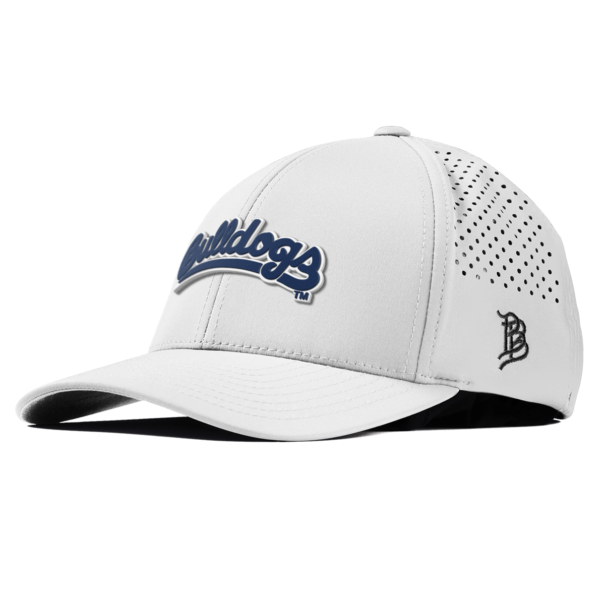 Fresno State University "Bulldogs Script Navy" Curved Performance White
