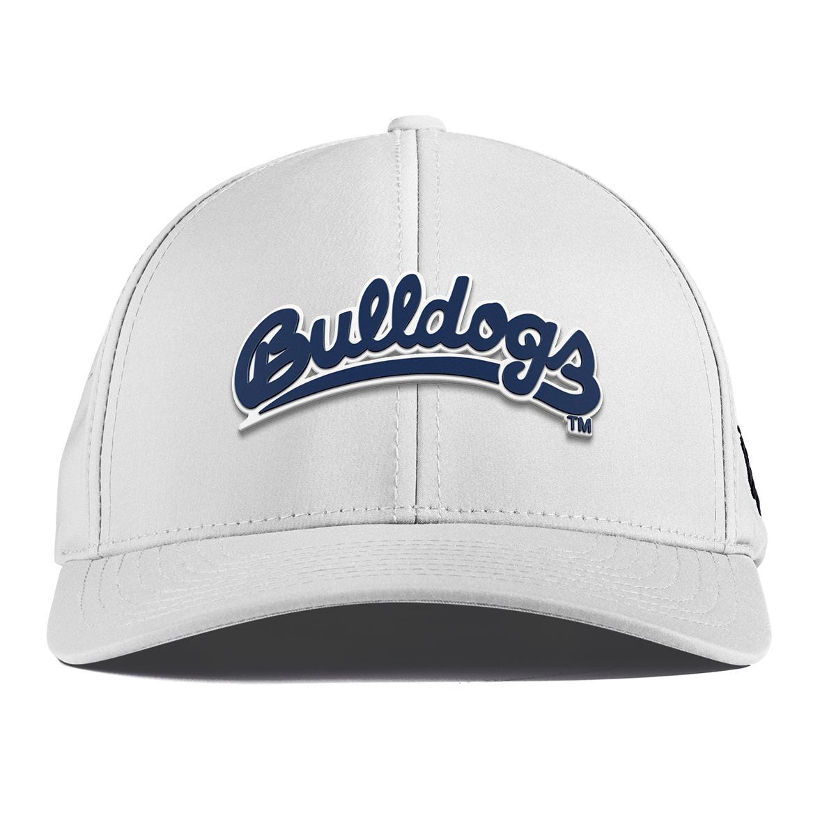 Fresno State University "Bulldogs Script Navy" Curved Performance White
