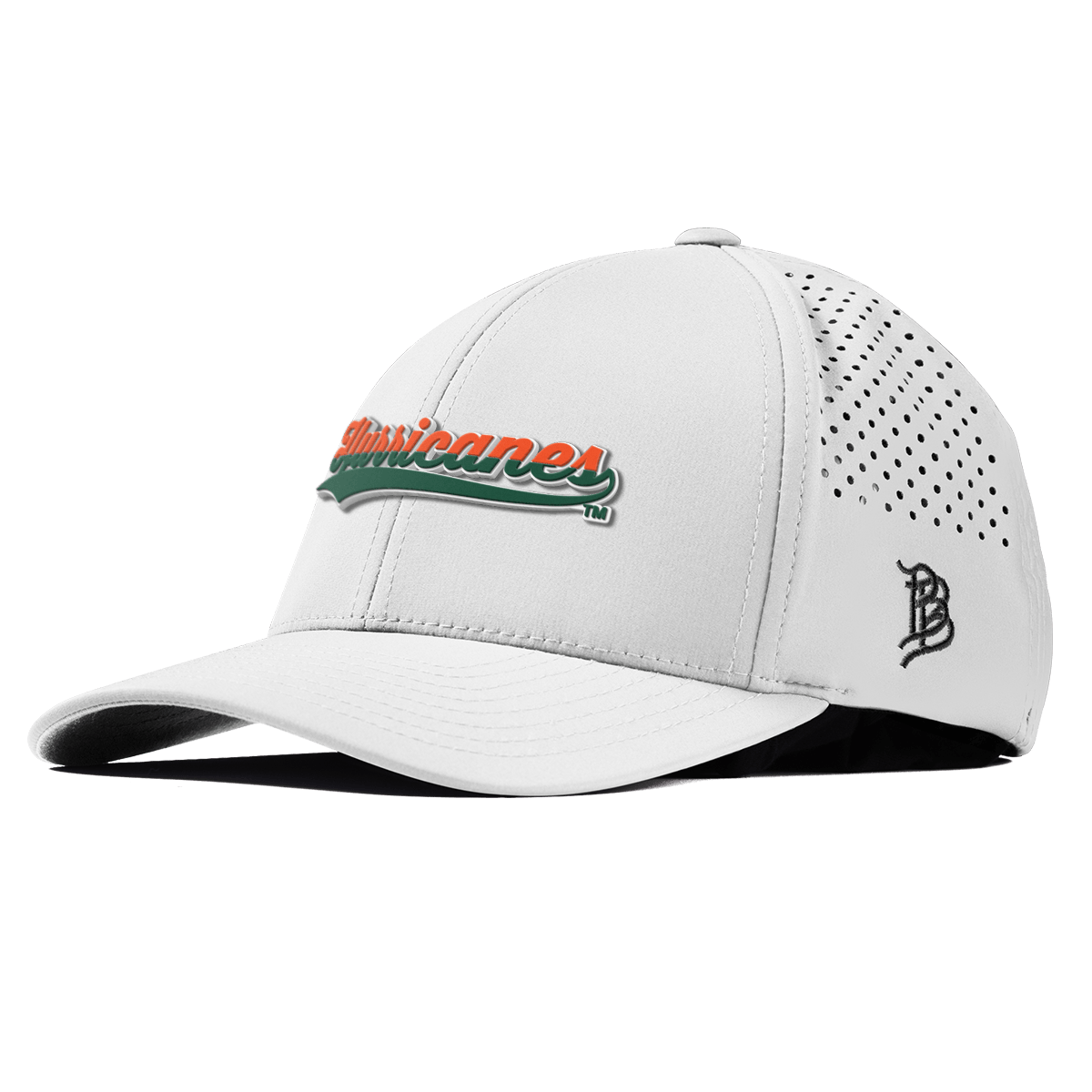University of Miami "Hurricanes Script" Curved Performance White