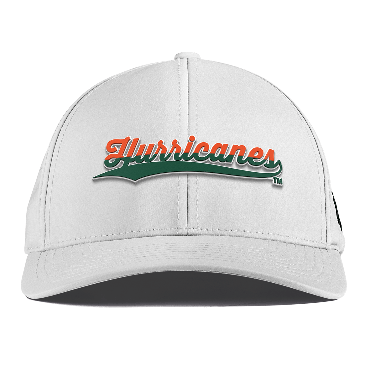 University of Miami "Hurricanes Script" Curved Performance White