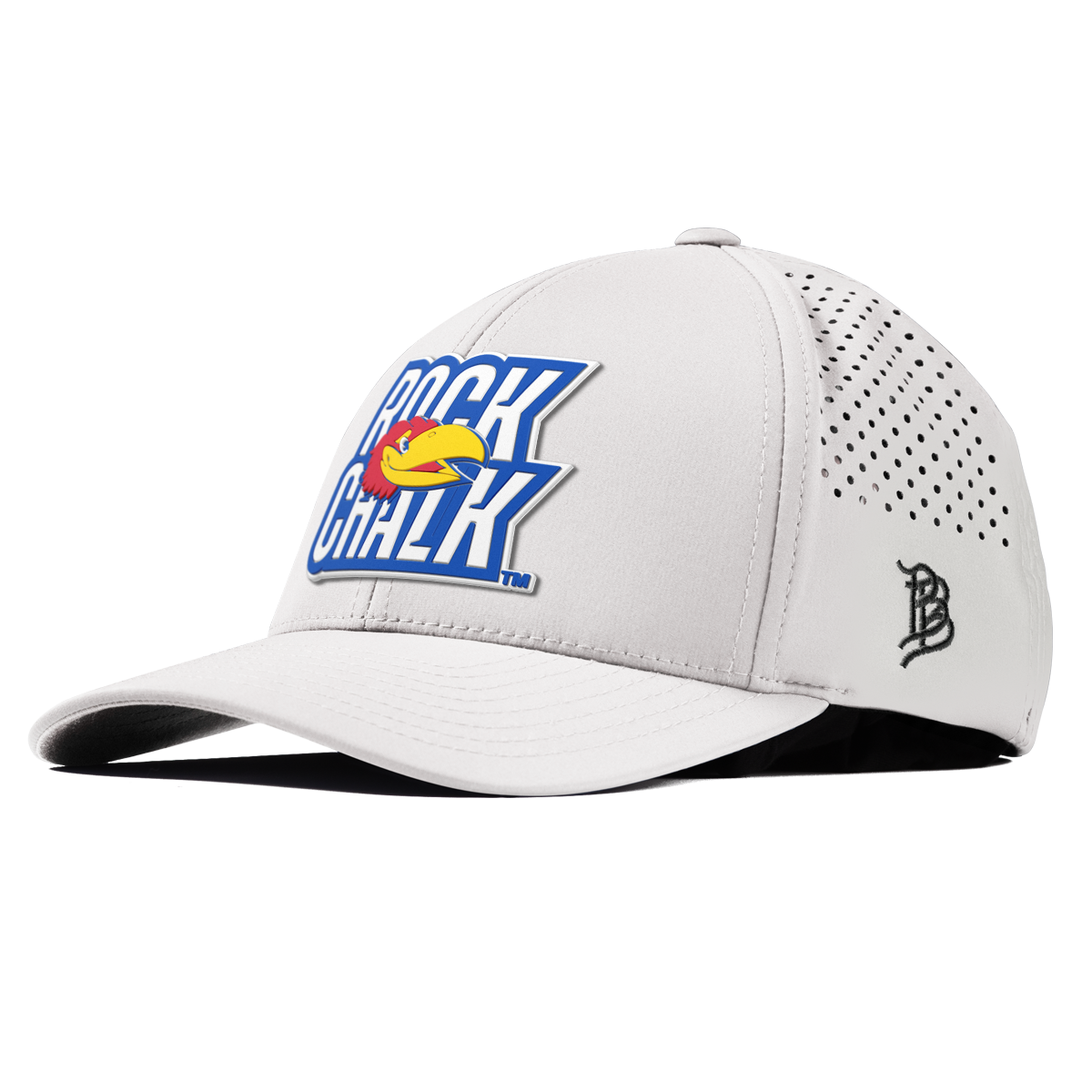 University of Kansas "Kansas Rock Chalk Block" Curved Performance White