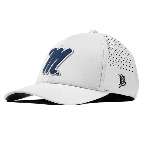 University of Mississippi "Ole Miss Block M Navy" Curved Performance White
