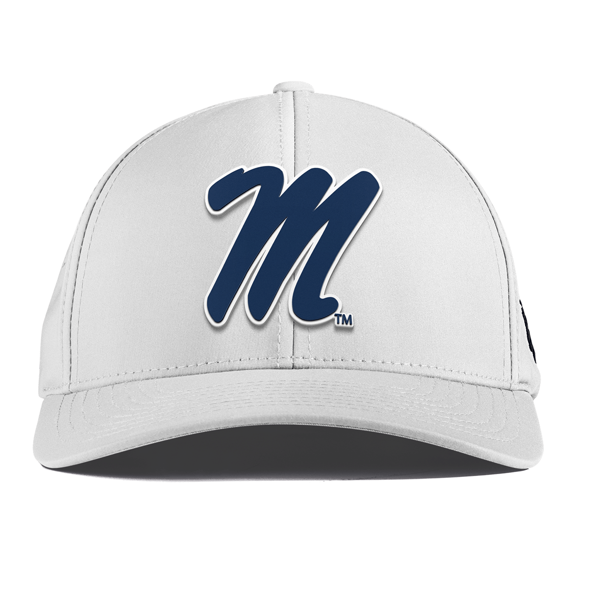 University of Mississippi "Ole Miss Block M Navy" Curved Performance White