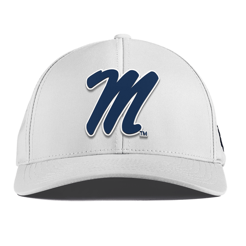 University of Mississippi "Ole Miss Block M Navy" Curved Performance White