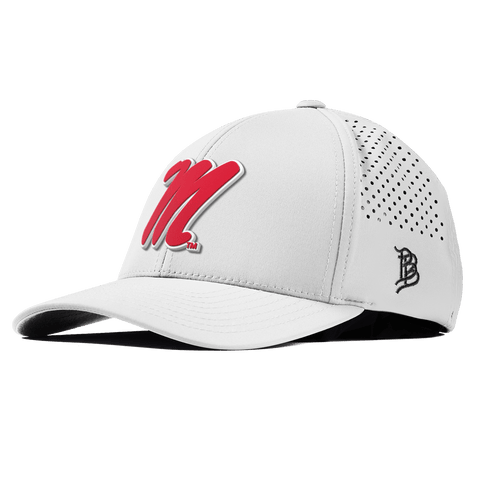 University of Mississippi "Ole Miss Block M Red" Curved Performance White