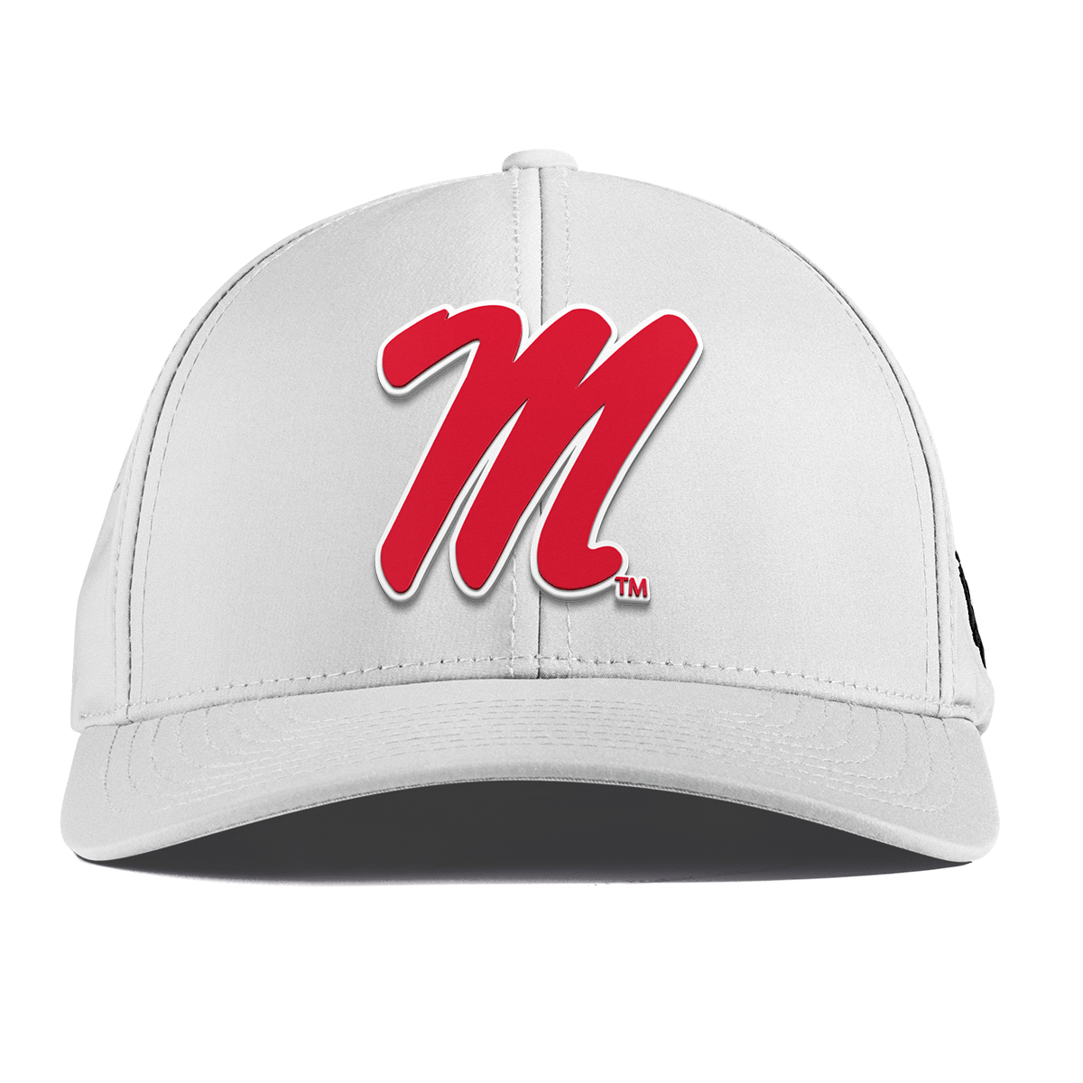 University of Mississippi "Ole Miss Block M Red" Curved Performance White