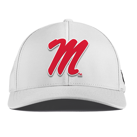University of Mississippi "Ole Miss Block M Red" Curved Performance White
