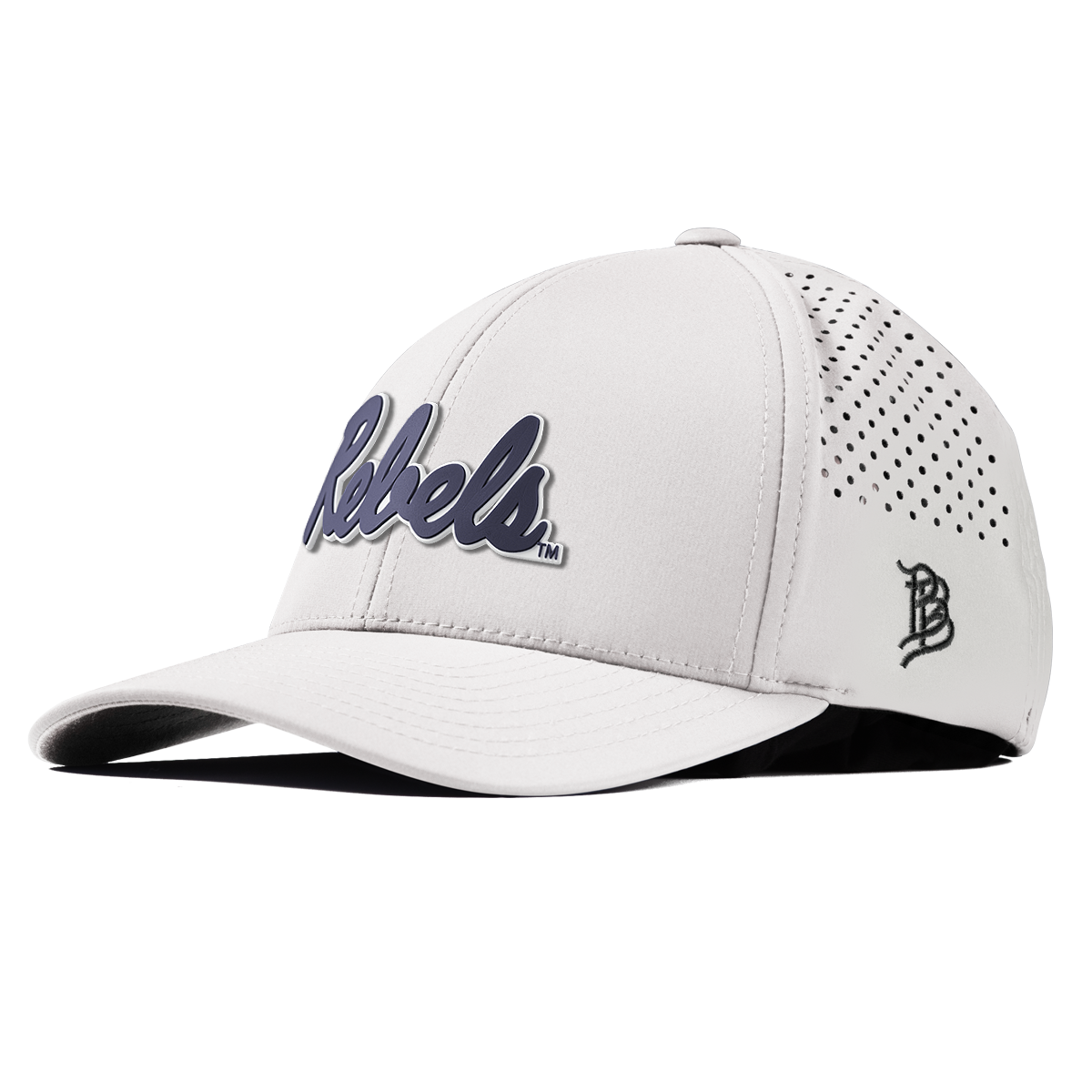 University of Mississippi "Ole Miss Navy Rebels" Curved Performance White
