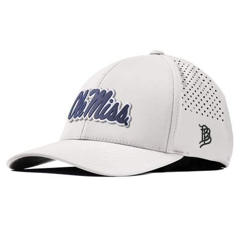 University of Mississippi "Ole Miss Navy Script" Curved Performance White