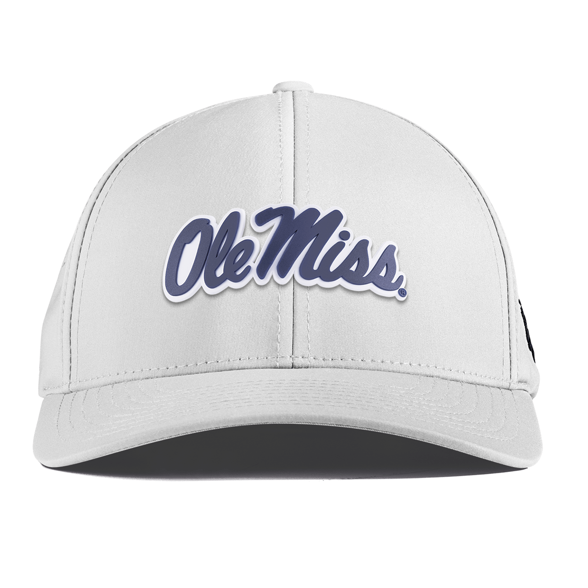 University of Mississippi "Ole Miss Navy Script" Curved Performance White