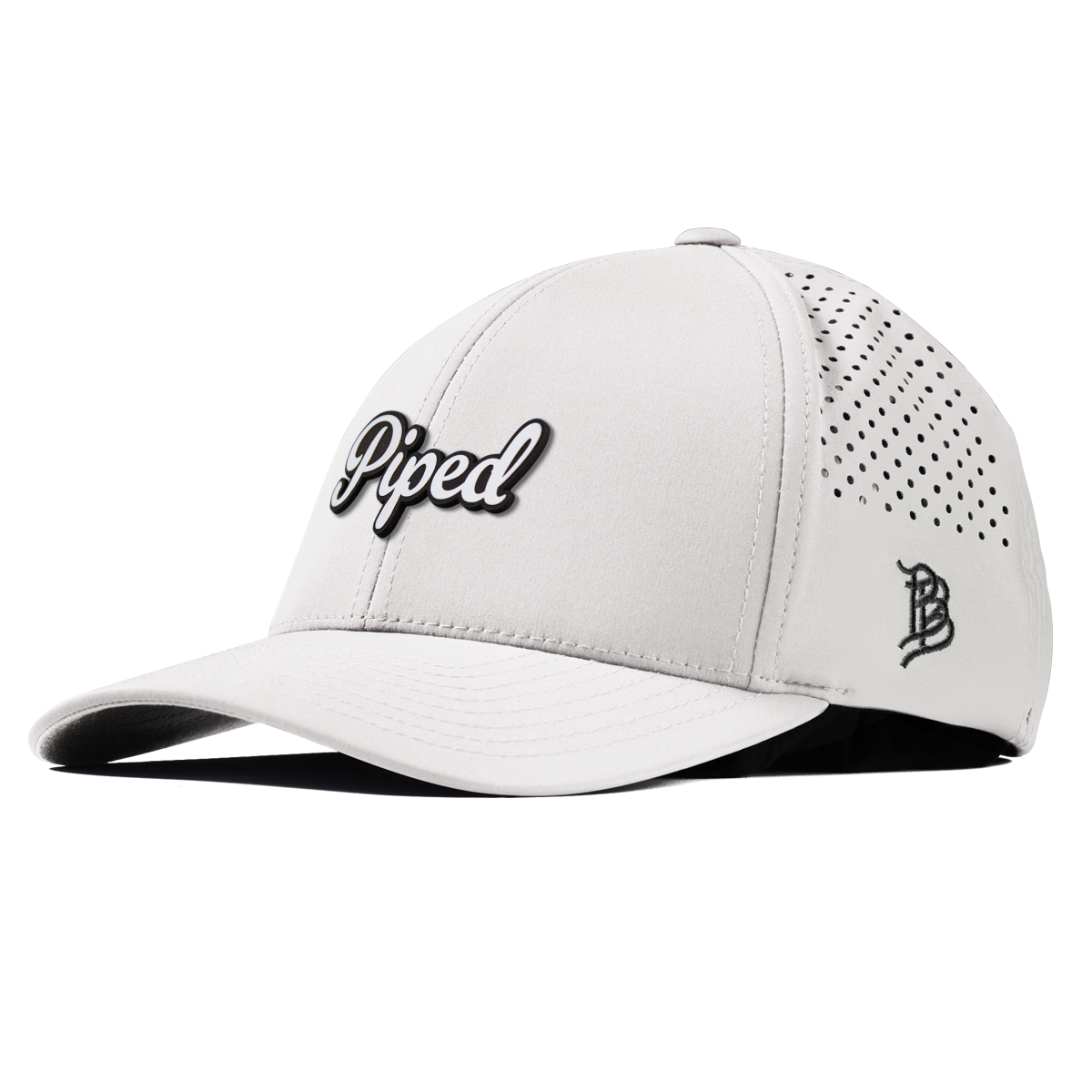 Piped Script Curved Performance White