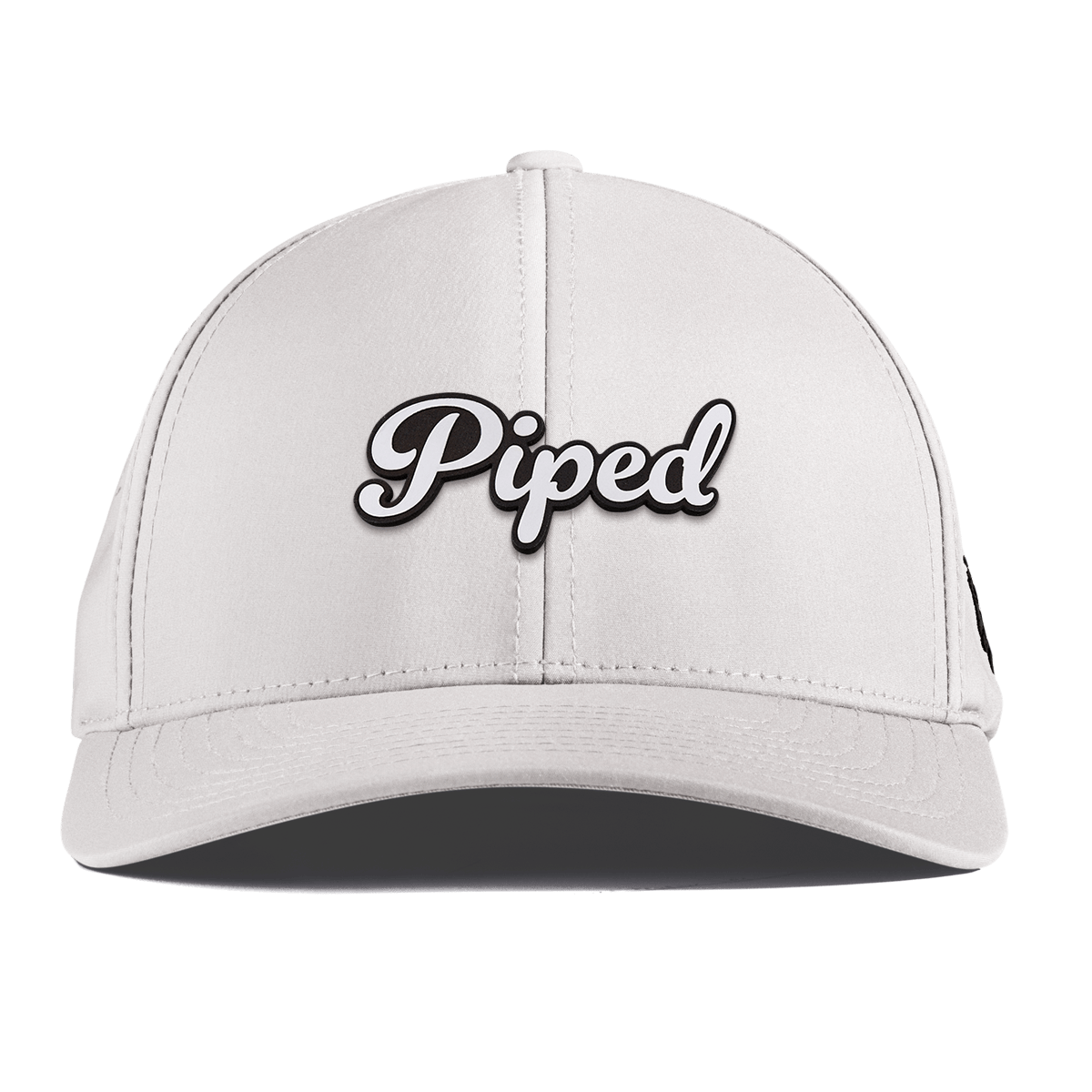 Piped Script Curved Performance White