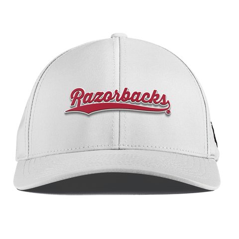 University of Arkansas "Razorback Script" Curved Performance White