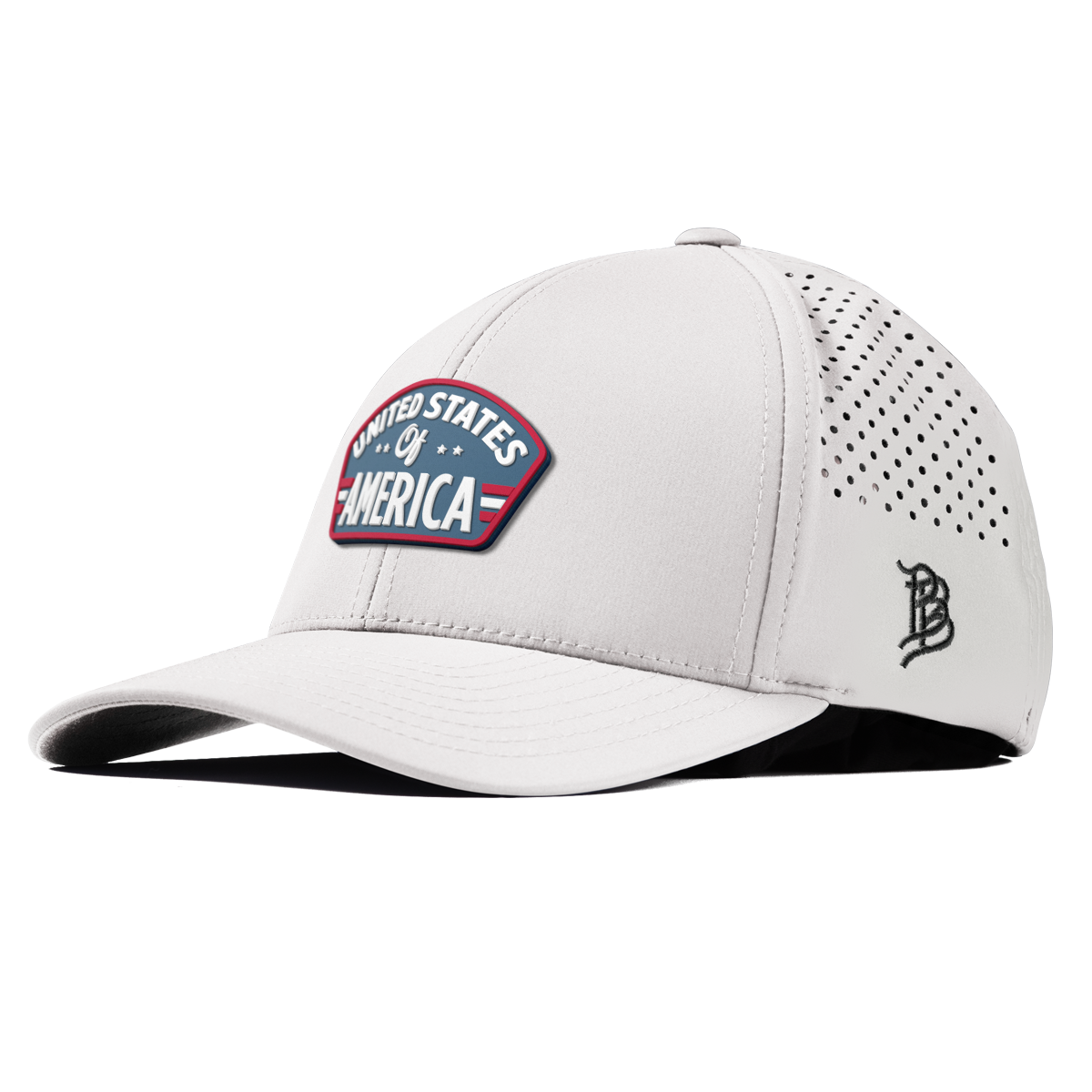 United States of America Badge Curved Performance White