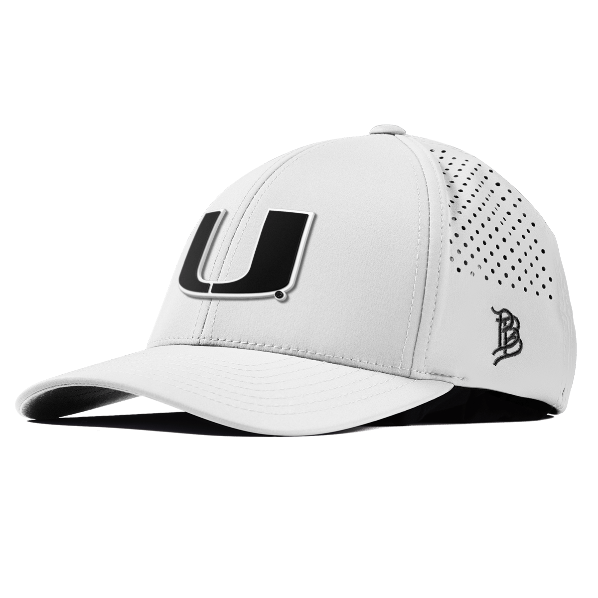 University of Miami "Vintage Miami Team Logo" Curved Performance White