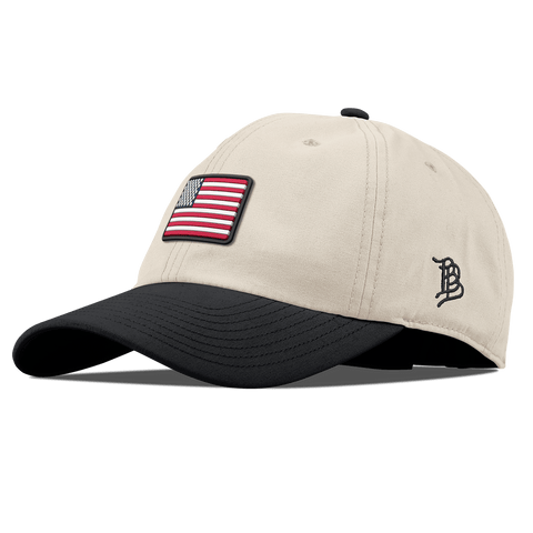 Mini Old Glory Curved Canvas Dad Hat Beige/Vintage Black