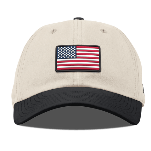 Mini Old Glory Curved Canvas Dad Hat Beige/Vintage Black
