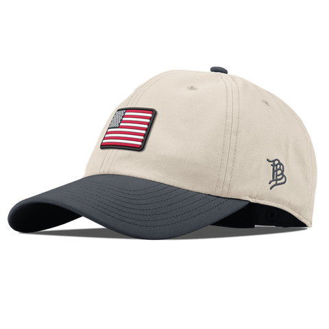 Mini Old Glory Curved Canvas Dad Hat Beige/Vintage Navy