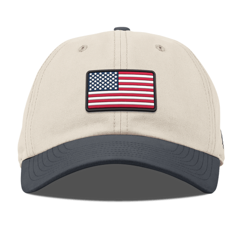 Mini Old Glory Curved Canvas Dad Hat Beige/Vintage Navy