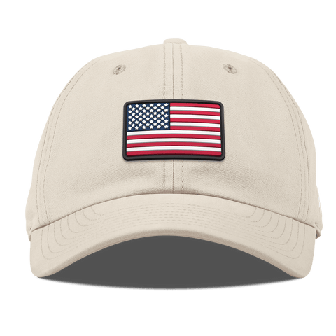 Mini Old Glory Curved Canvas Dad Hat Beige