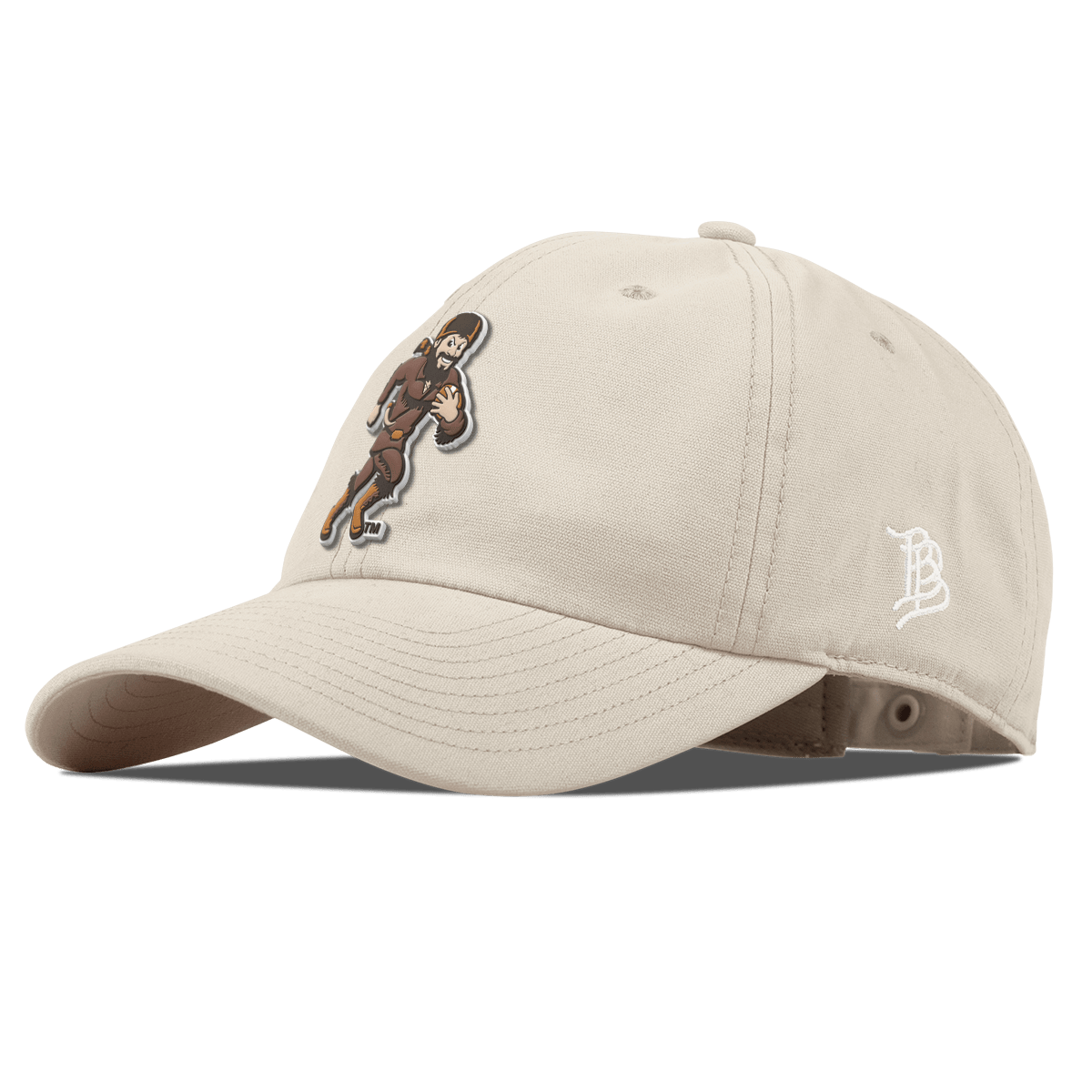 West Virginia University "WVU Mountaineer Football Logo" Curved Canvas Dad Hat Beige