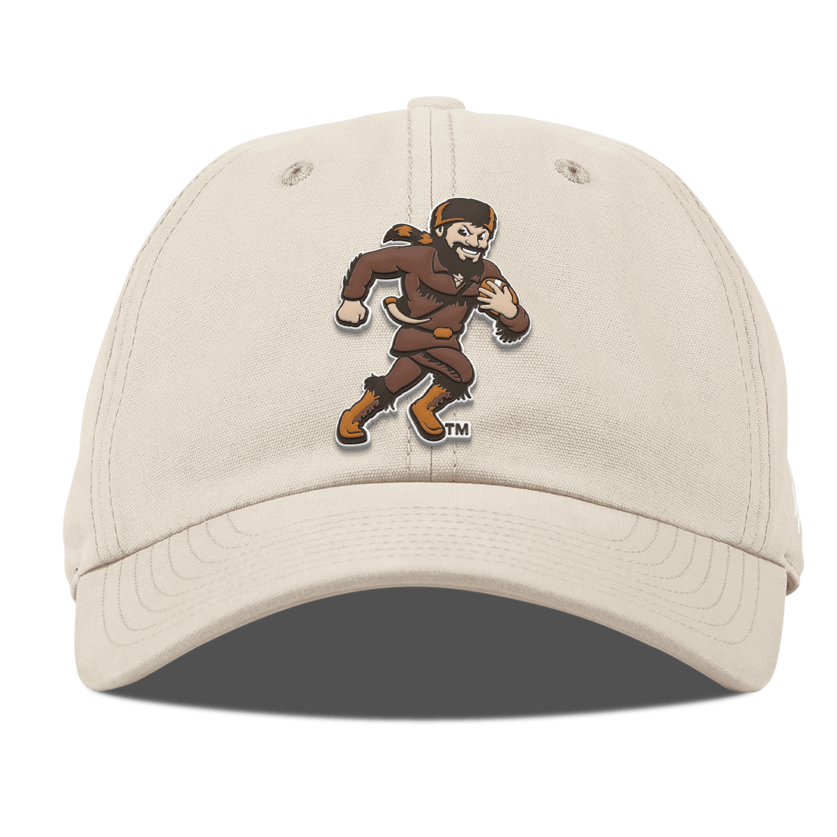 West Virginia University "WVU Mountaineer Football Logo" Curved Canvas Dad Hat Beige