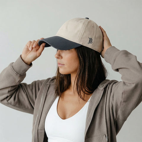 Bare Canvas Dad Hat Beige/Vintage Navy