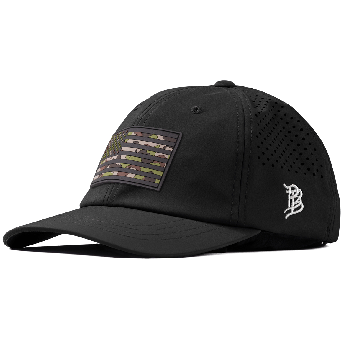 Green Camo Glory PVC Performance Dad Hat Black