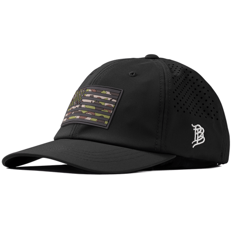 Green Camo Glory PVC Performance Dad Hat Black